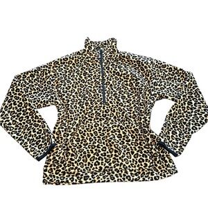 Rachel Roy | Leopard Print Collared Pullover Sweater, Quarter- Zip, Size M